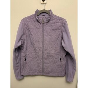 Adidas Jacket Women's XL Purple Lavender Vintage Quilted Fleece Full Zip Pockets